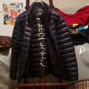 Navy blue puffer coat